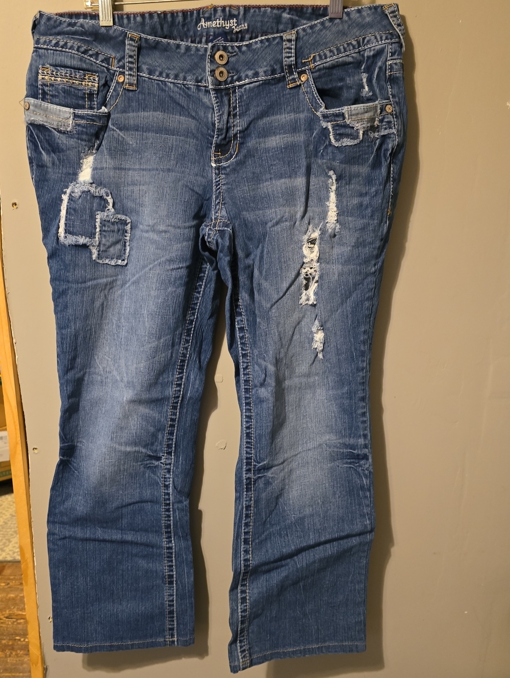 Amethyst Jeans Blue Distressed Boot-Cut Women’s Jeans